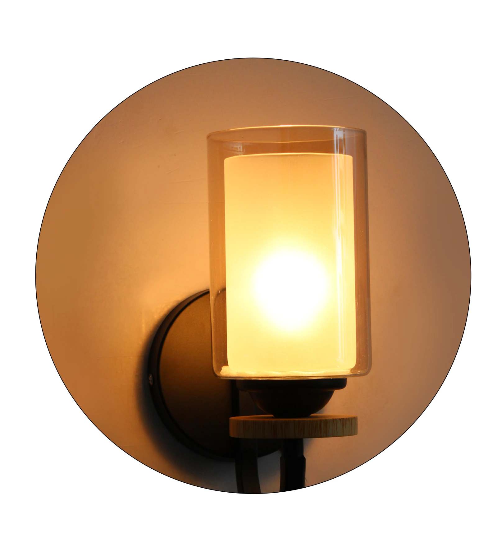 Modern Wall Sconce Light Pine Wood Base With Matt Black Finish | SKE-140046