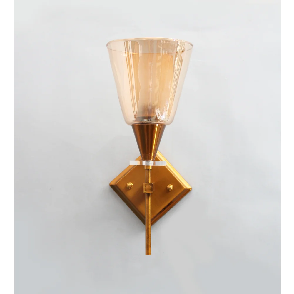 Vintage Brass Wall Sconce with Double Shaded Glass | SKE-140033_VBWS