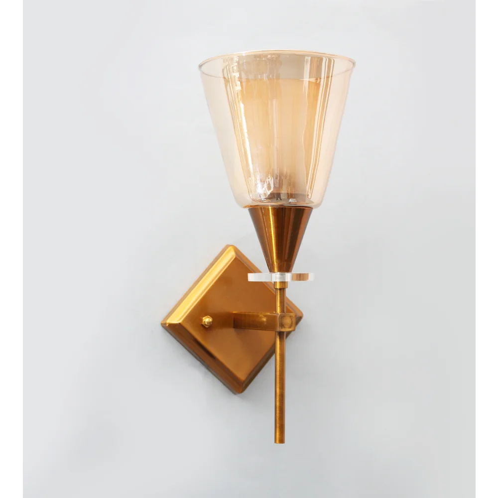 Vintage Brass Wall Sconce with Double Shaded Glass | SKE-140033_VBWS