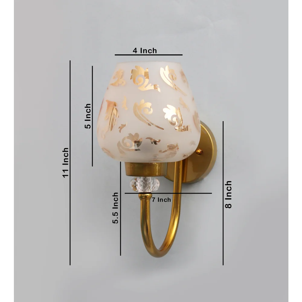 Elegant Vintage Wall Light with Floral Design Glass | SKE-140043