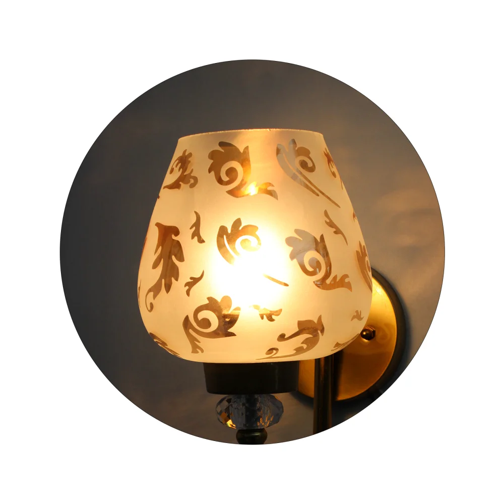 Elegant Vintage Wall Light with Floral Design Glass | SKE-140043