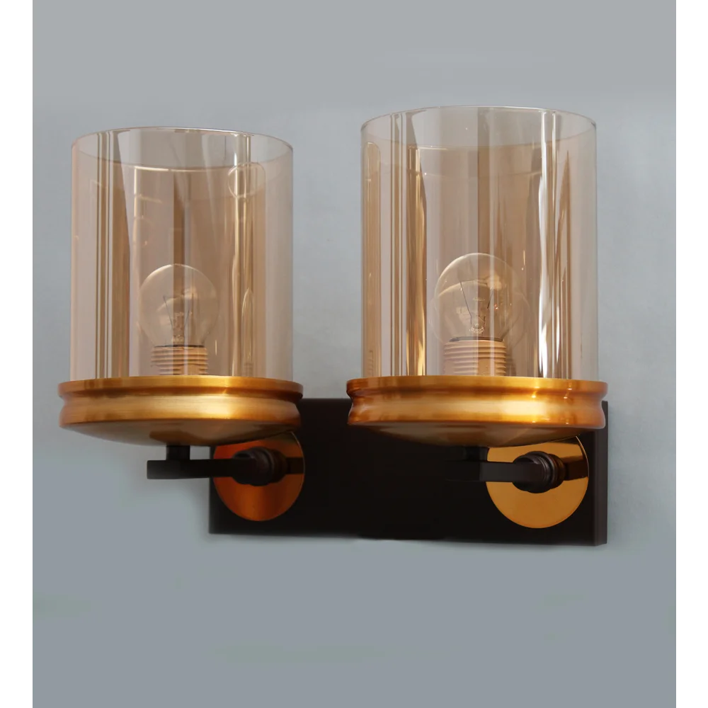 Modern Double Arm Wall Sconce with Amber Glass | SKE-140042
