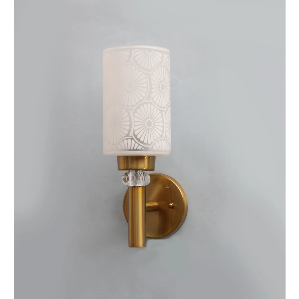Elegant Golden Wall Light with Etched Design Glass | SKE-140041_EGWL