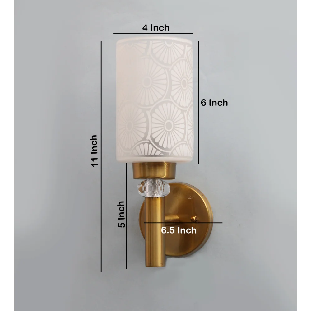 Elegant Golden Wall Light with Etched Design Glass | SKE-140041_EGWL