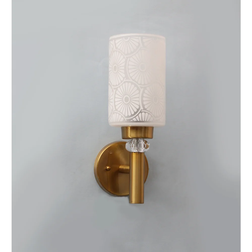Elegant Golden Wall Light with Etched Design Glass | SKE-140041_EGWL
