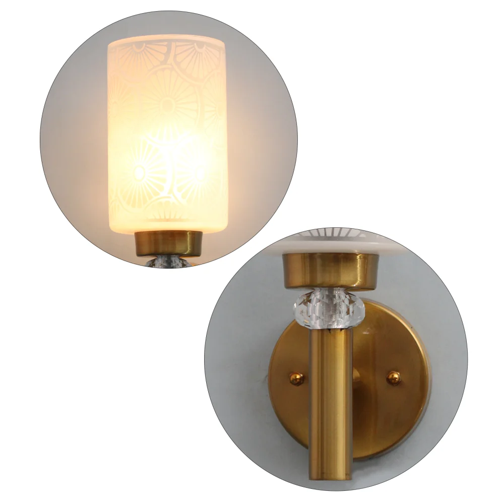 Elegant Golden Wall Light with Etched Design Glass | SKE-140041_EGWL