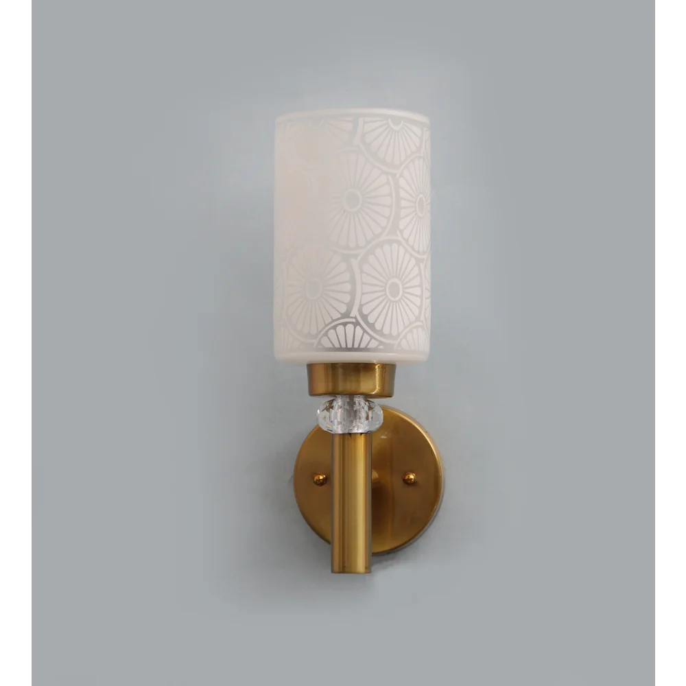 Elegant Golden Wall Light with Etched Design Glass | SKE-140041_EGWL