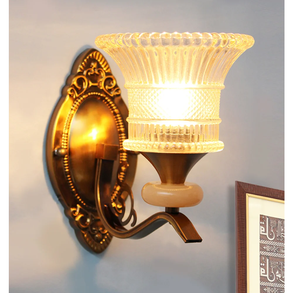 Antique Gold Wall Sconce with Crystal Pendant | SKE-140039-AGWS