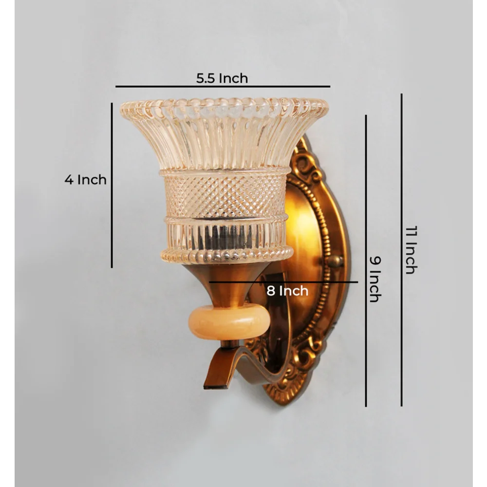 Antique Gold Wall Sconce with Crystal Pendant | SKE-140039-AGWS
