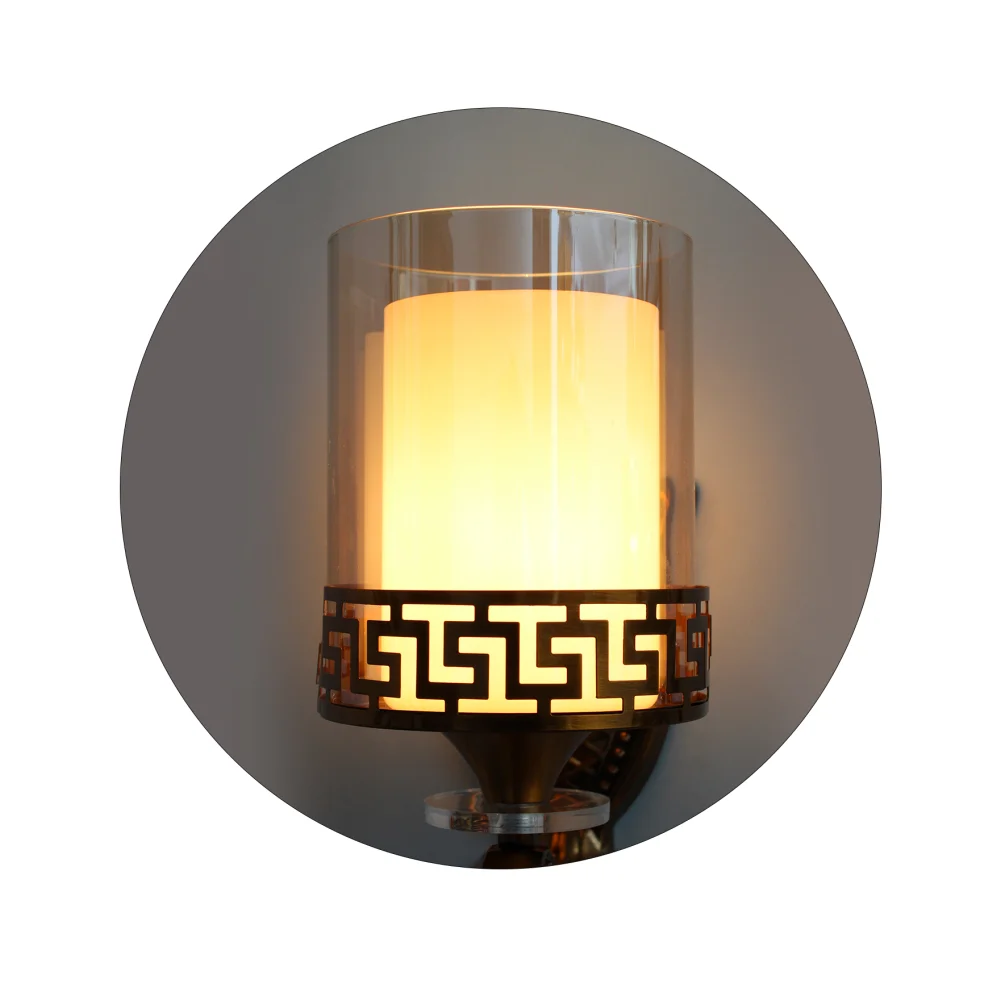Antique Brass Wall Sconce with Clear Glass With Crystal Pendant | SKE-140027-ABWS