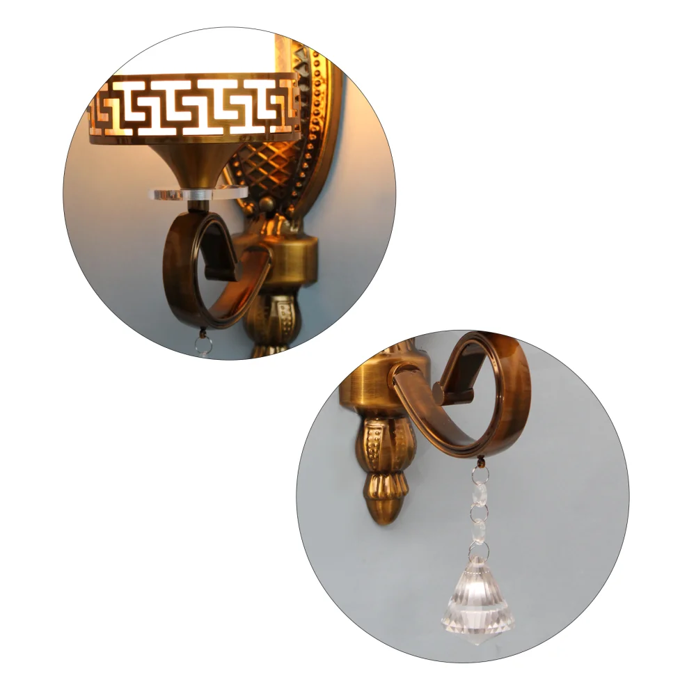 Antique Brass Wall Sconce with Clear Glass With Crystal Pendant | SKE-140027-ABWS