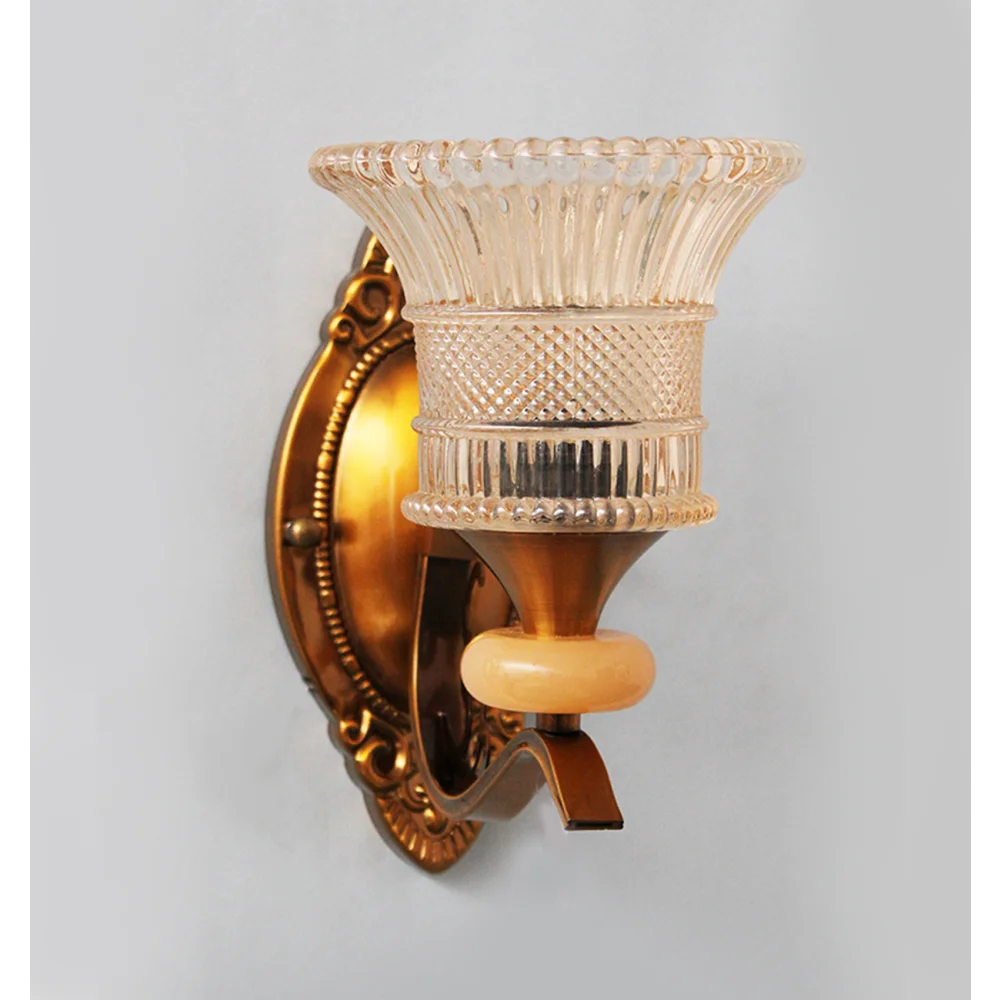 Antique Gold Wall Sconce with Crystal Pendant | SKE-140039-AGWS
