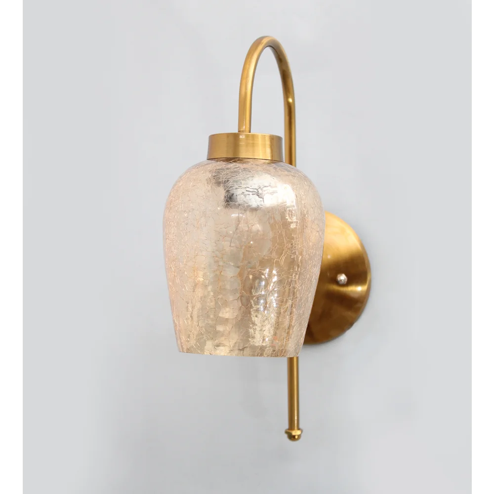 Vintage Gold Pearl Drop Wall Sconce with Crackled Glass | SKE-140012-VGPD