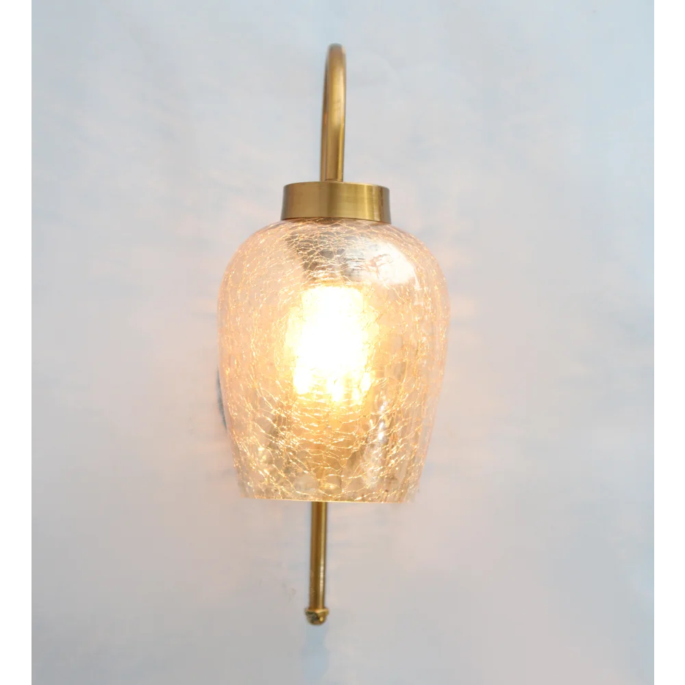 Vintage Gold Pearl Drop Wall Sconce with Crackled Glass | SKE-140012-VGPD
