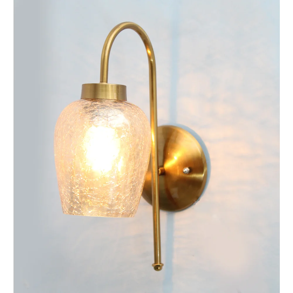 Vintage Gold Pearl Drop Wall Sconce with Crackled Glass | SKE-140012-VGPD