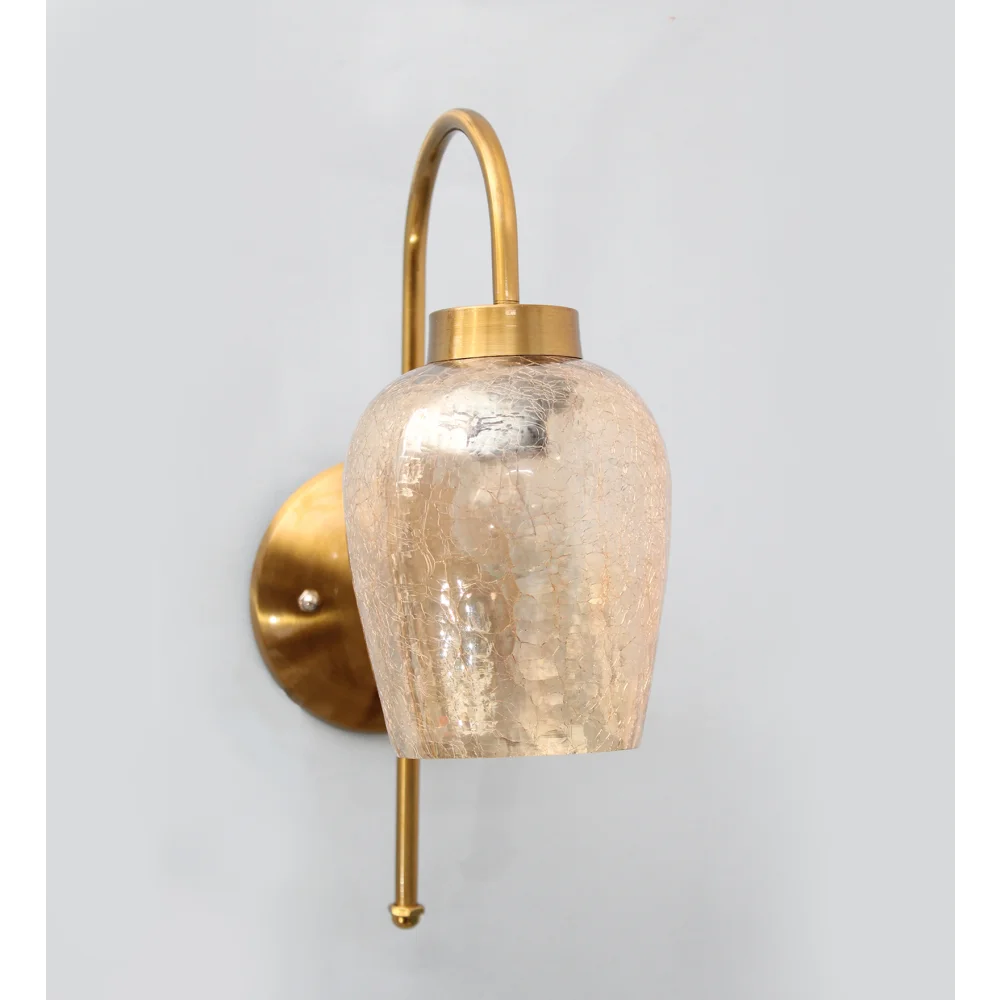 Vintage Gold Pearl Drop Wall Sconce with Crackled Glass | SKE-140012-VGPD