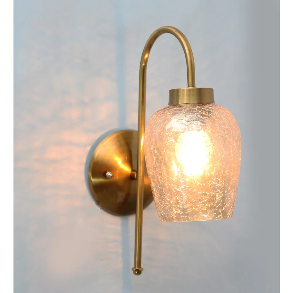 Vintage Gold Pearl Drop Wall Sconce with Crackled Glass | SKE-140012-VGPD