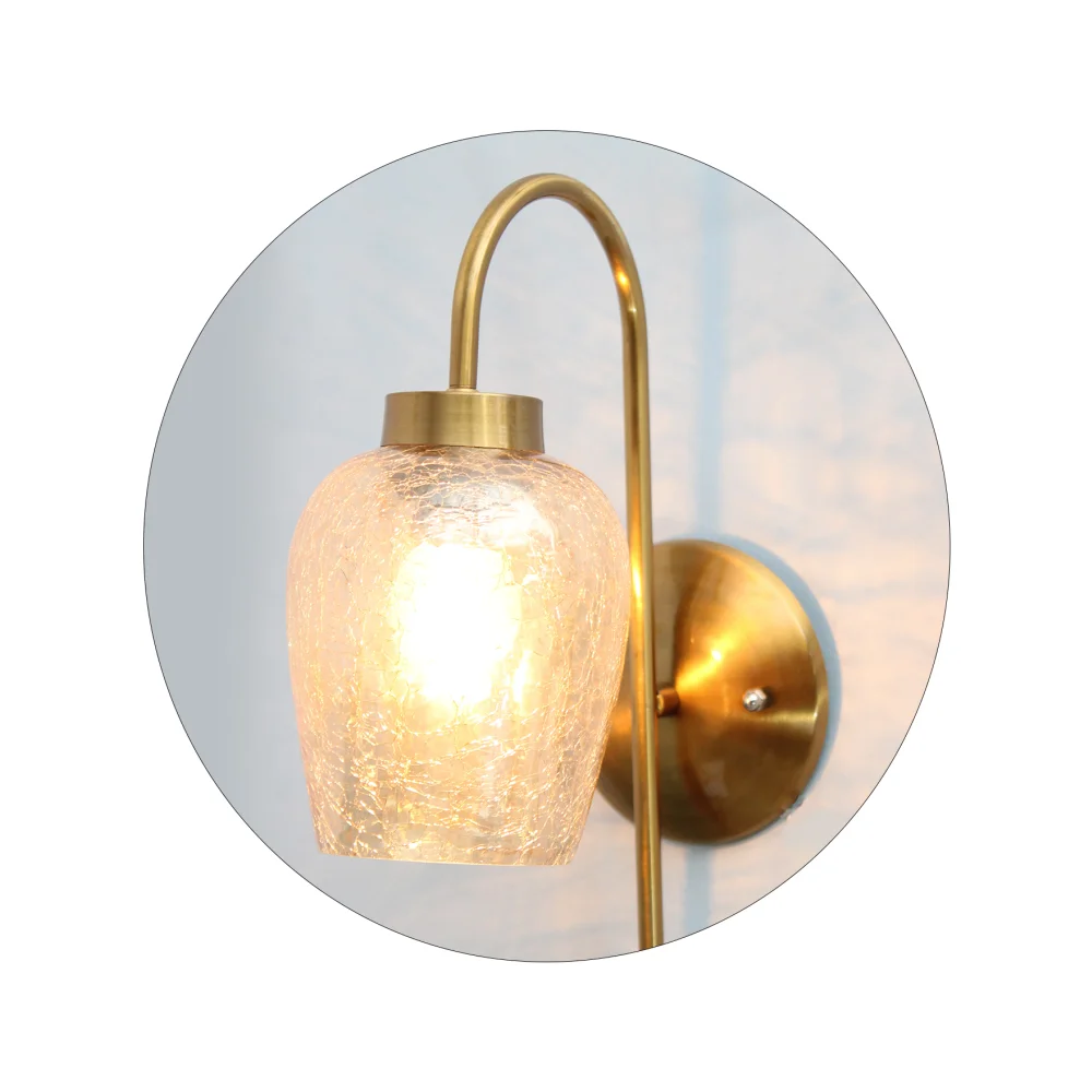 Vintage Gold Pearl Drop Wall Sconce with Crackled Glass | SKE-140012-VGPD