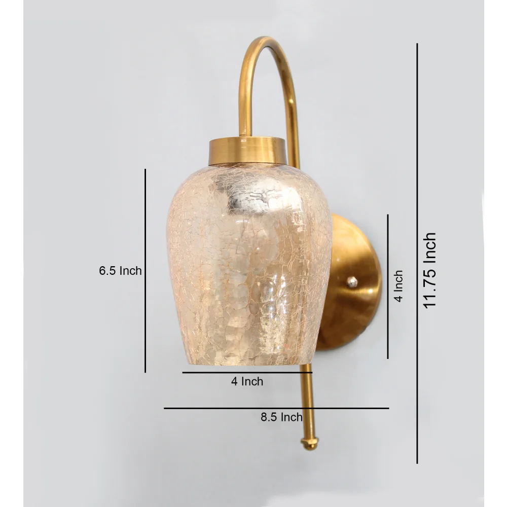 Vintage Gold Pearl Drop Wall Sconce with Crackled Glass | SKE-140012-VGPD