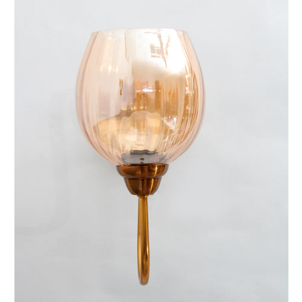 Modern Gold Finish Wall Sconce with Luster Ribbed Glass Shade | SKE-140038-MGWS