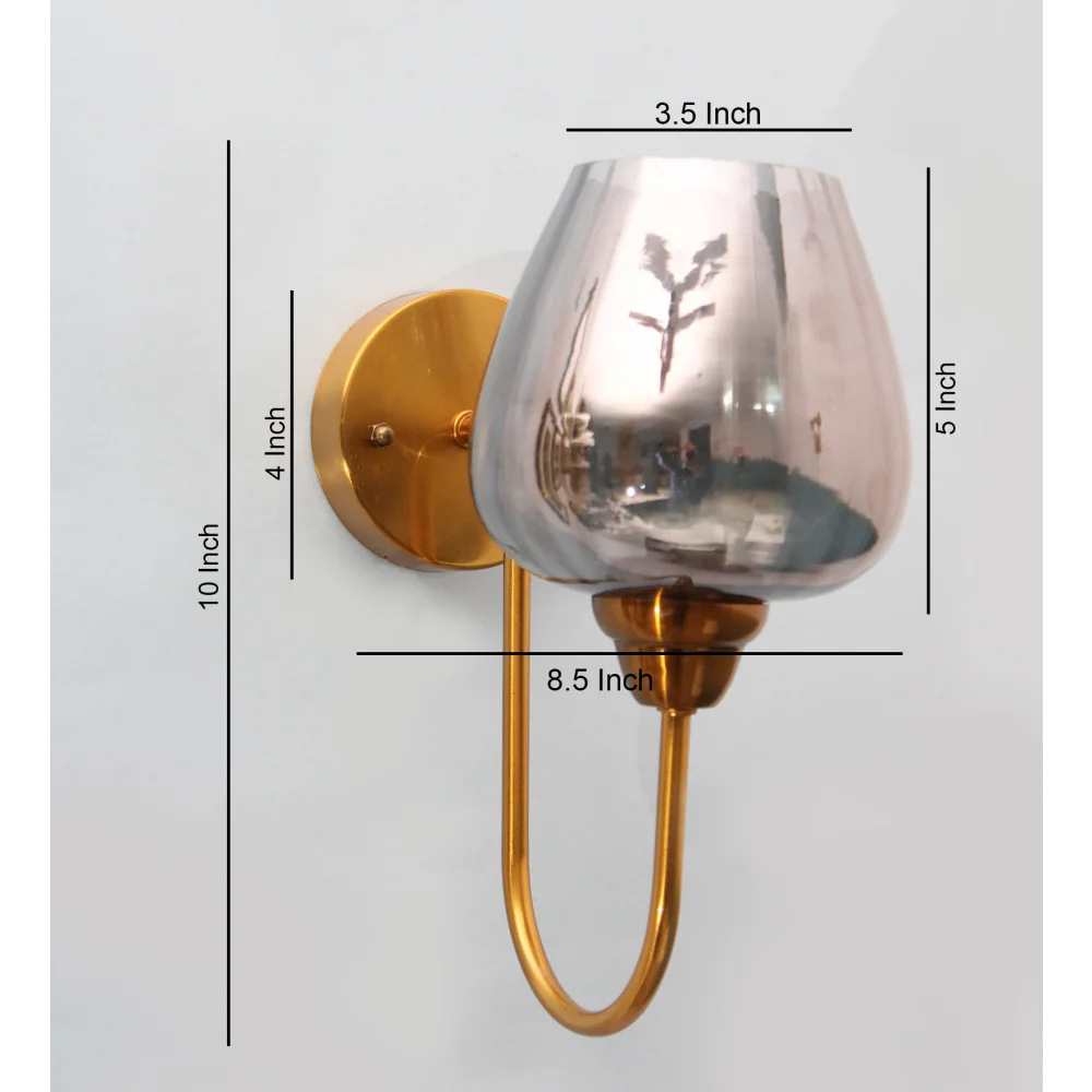 Modern Gold Finish Wall Sconce with Ribbed Smoked Glass | SKE-140038-MGFW