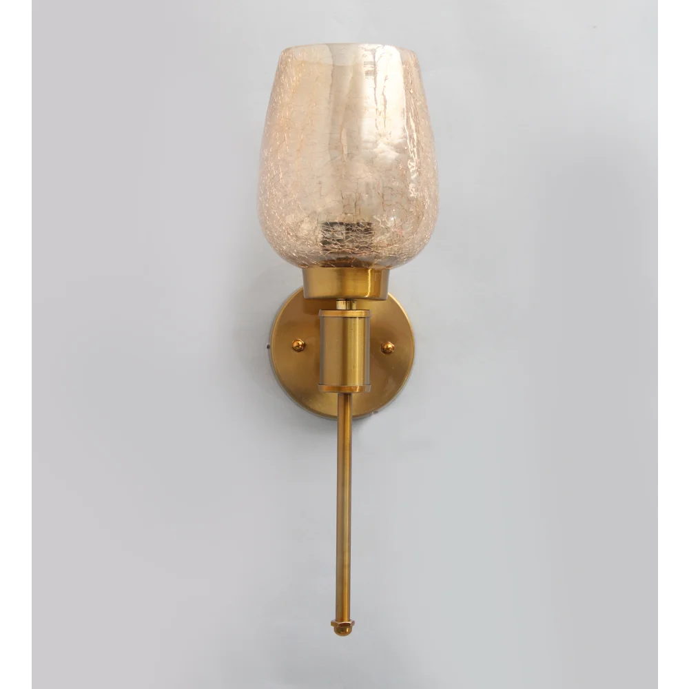 Elegant Gold Finish Wall Light with Crackled Glass | SKE-140010-EGFW