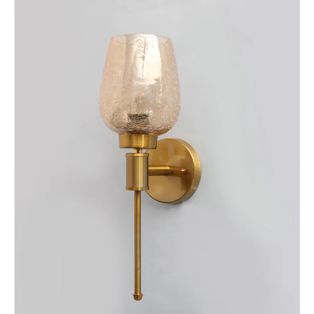 Elegant Gold Finish Wall Light with Crackled Glass | SKE-140010-EGFW