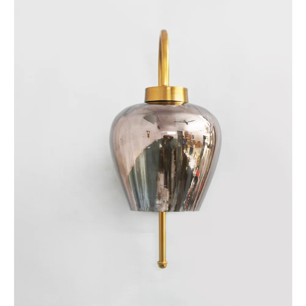 Vintage Gold Finish Wall Light with Smoked Glass | SKE-140012-VGFW