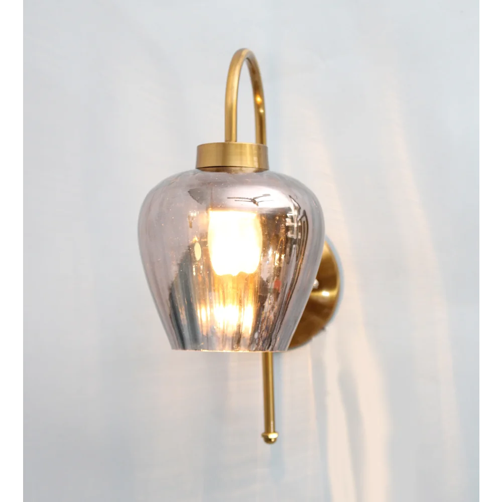 Vintage Gold Finish Wall Light with Smoked Glass | SKE-140012-VGFW