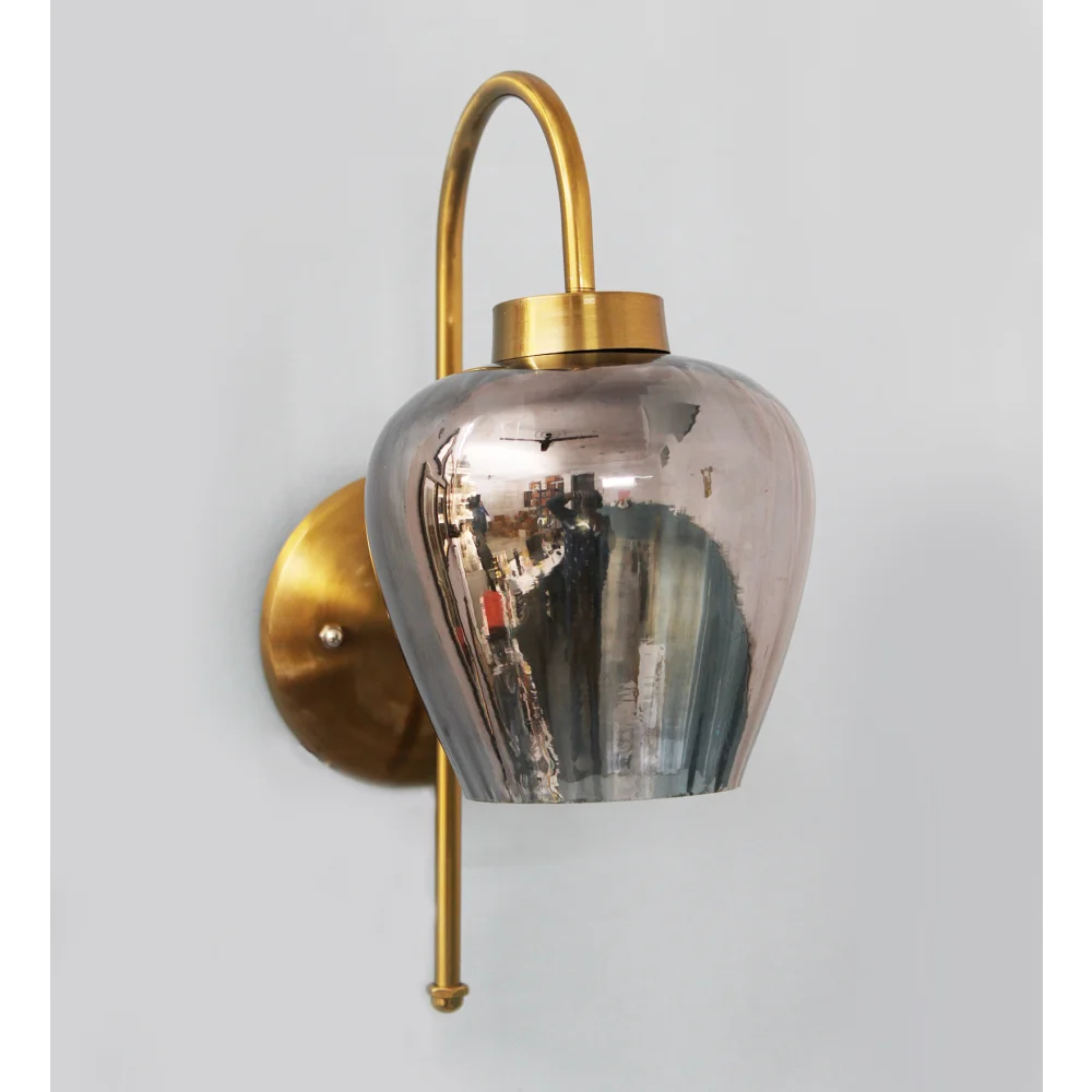Vintage Gold Finish Wall Light with Smoked Glass | SKE-140012-VGFW