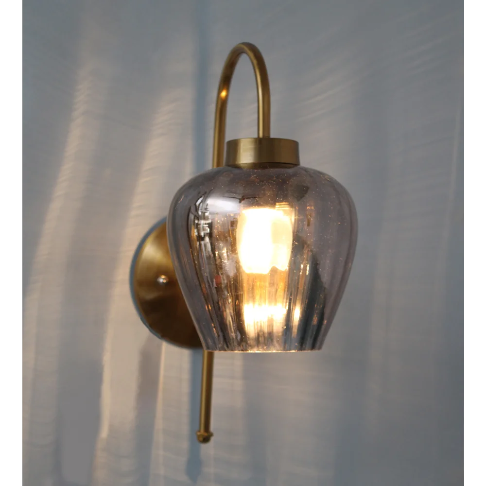 Vintage Gold Finish Wall Light with Smoked Glass | SKE-140012-VGFW