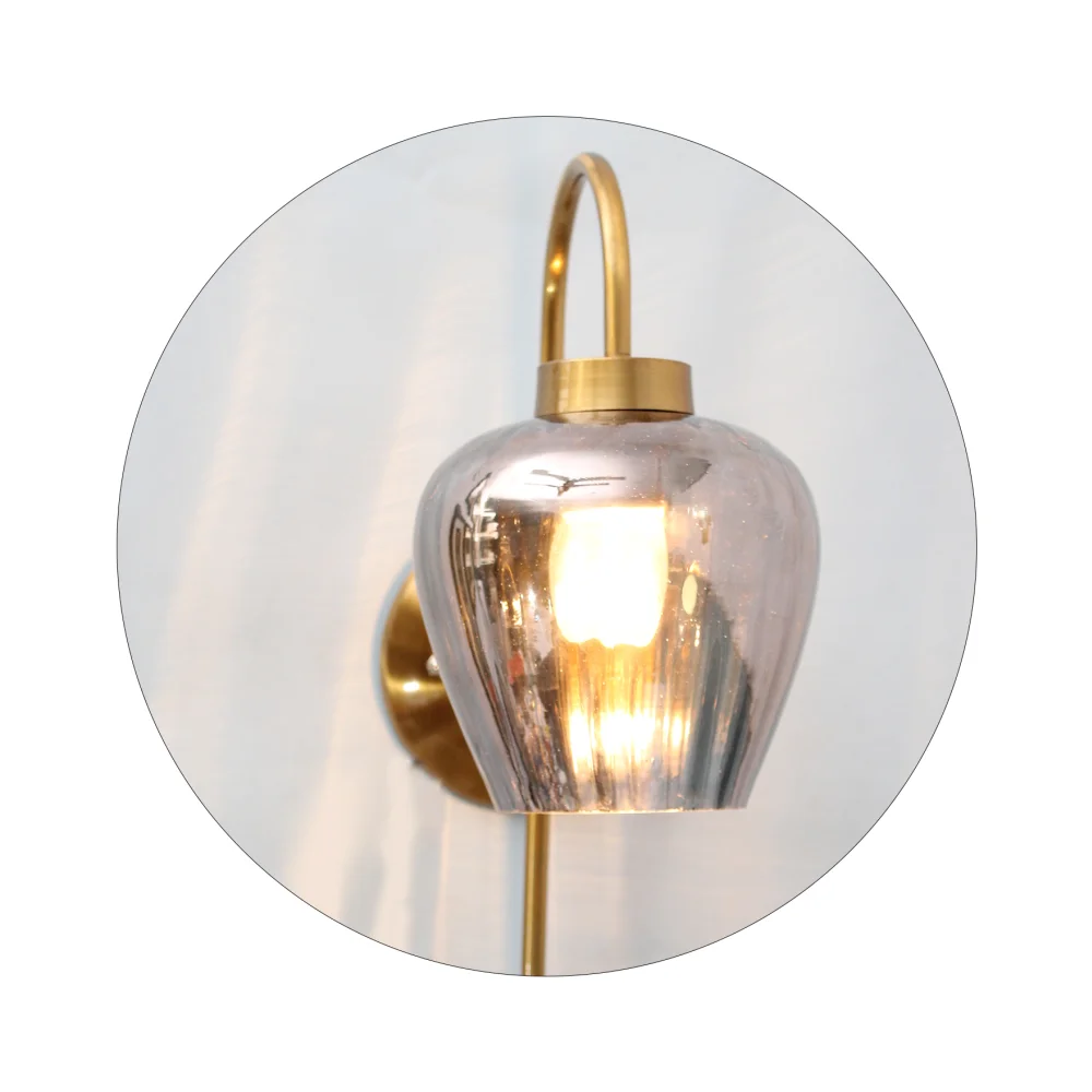 Vintage Gold Finish Wall Light with Smoked Glass | SKE-140012-VGFW