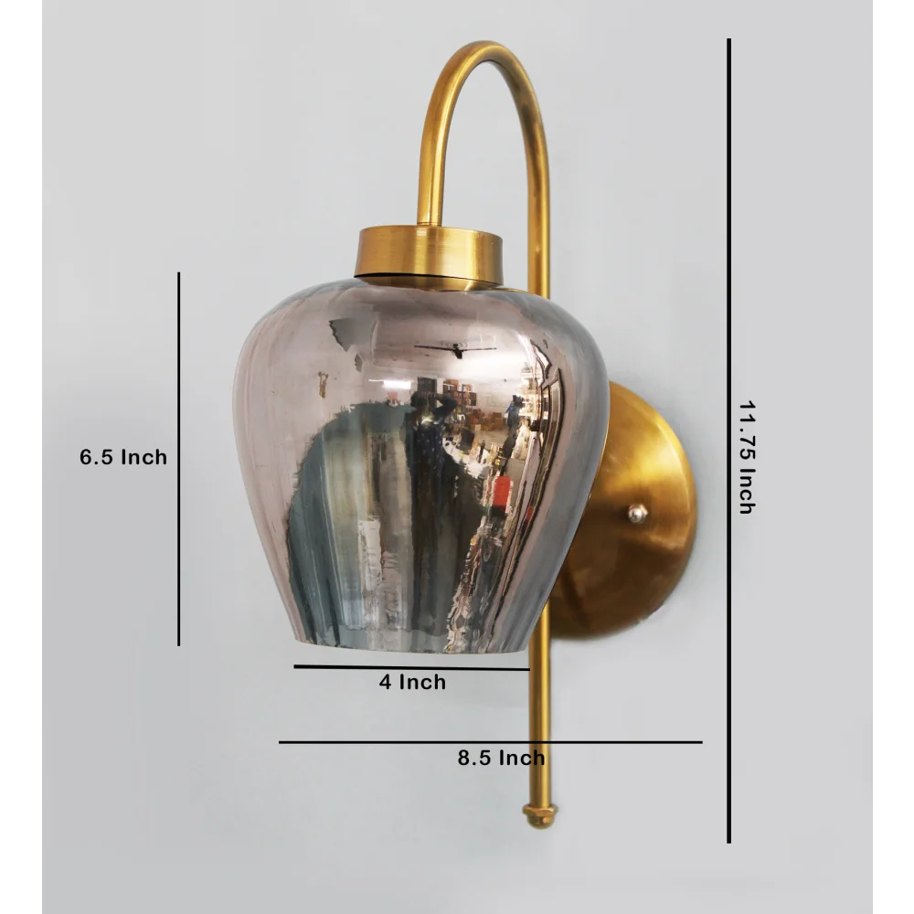 Vintage Gold Finish Wall Light with Smoked Glass | SKE-140012-VGFW