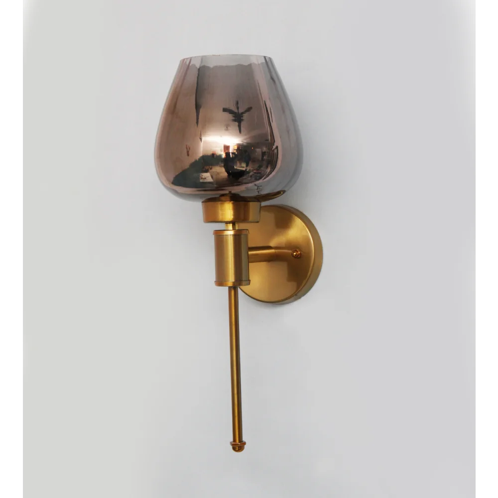 Modern Gold Finish Wall light with Smoky Glass | SKE-140010-MGFW