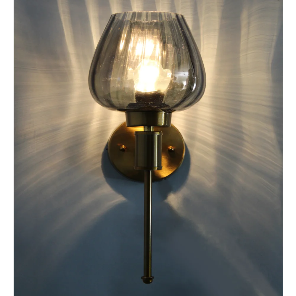 Modern Gold Finish Wall light with Smoky Glass | SKE-140010-MGFW