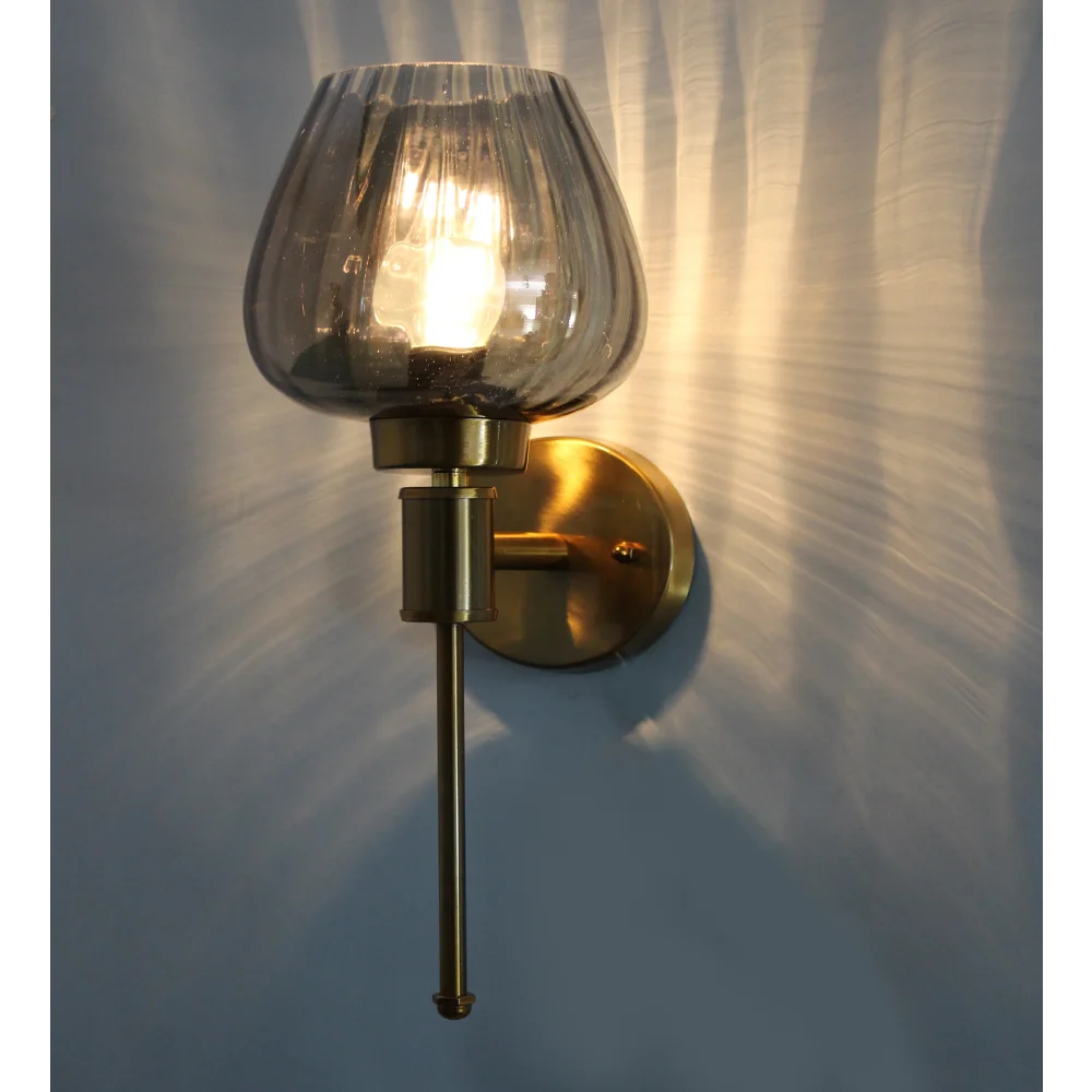 Modern Gold Finish Wall light with Smoky Glass | SKE-140010-MGFW