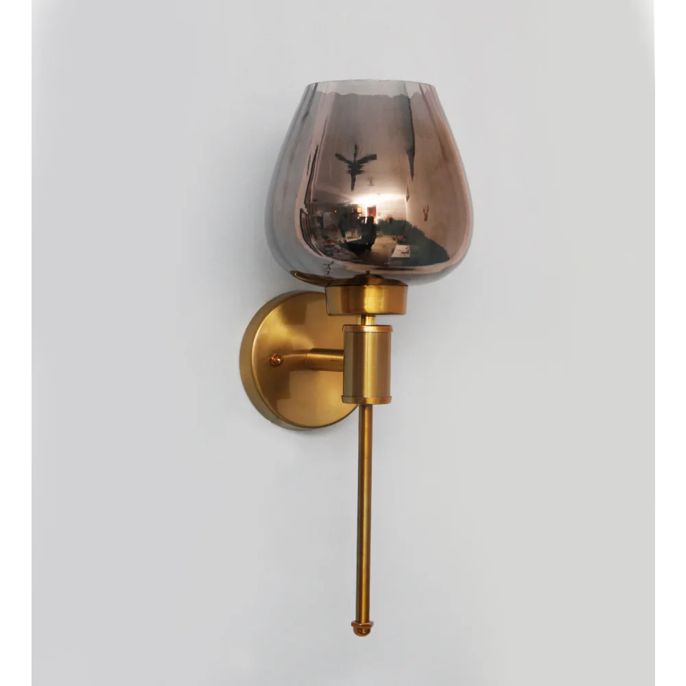 Modern Gold Finish Wall light with Smoky Glass | SKE-140010-MGFW