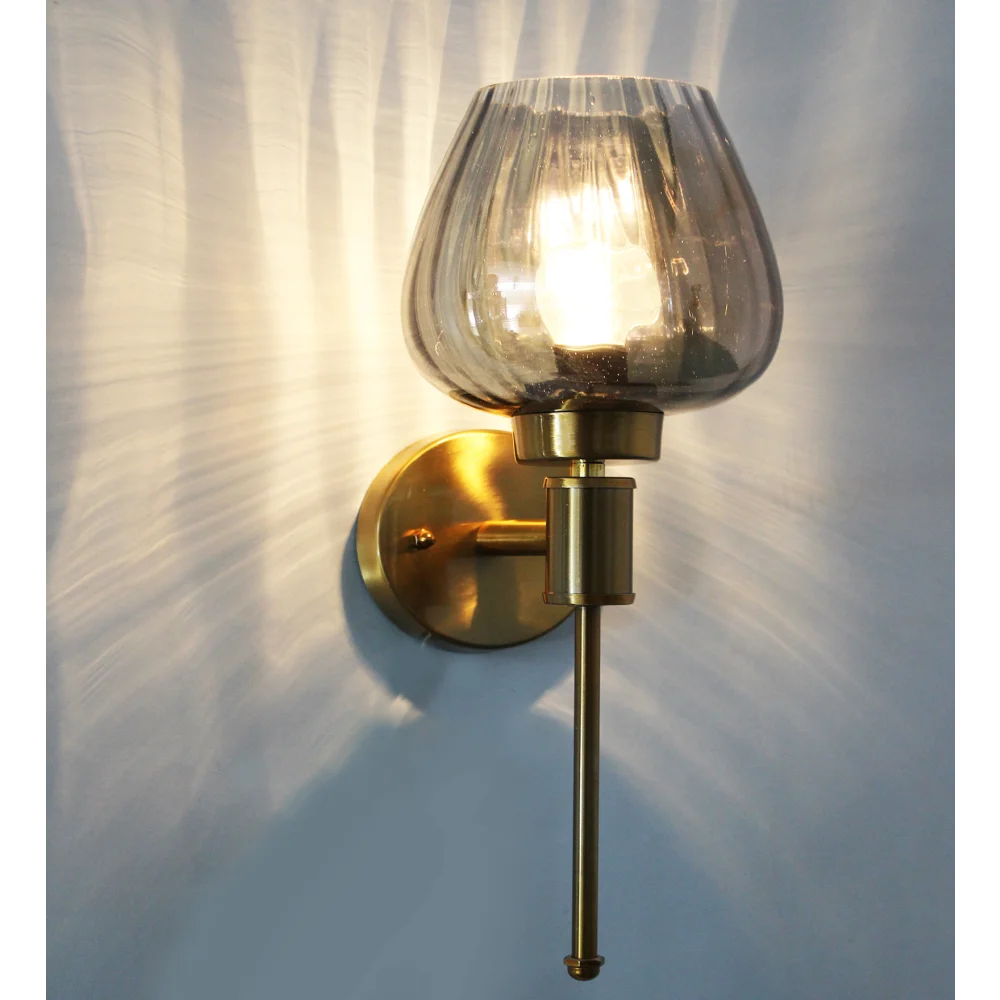 Modern Gold Finish Wall light with Smoky Glass | SKE-140010-MGFW