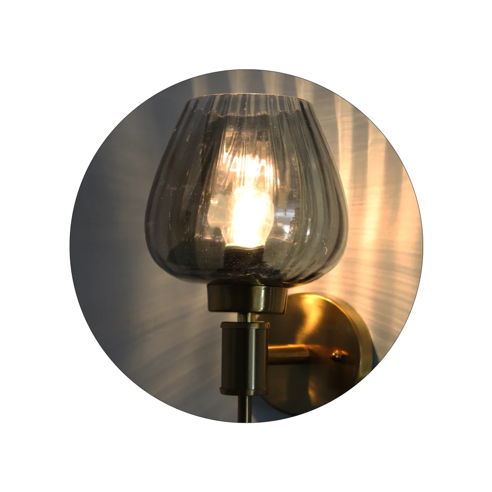 Modern Gold Finish Wall light with Smoky Glass | SKE-140010-MGFW