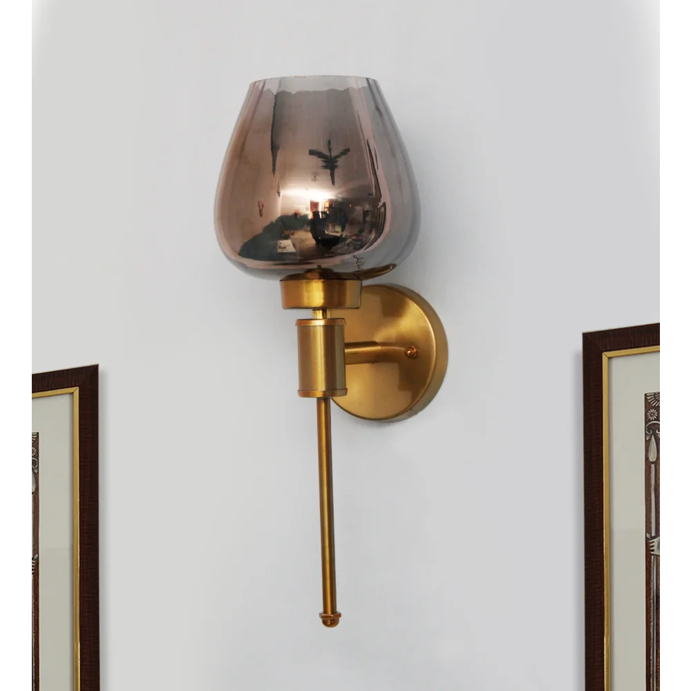 Modern Gold Finish Wall light with Smoky Glass | SKE-140010-MGFW