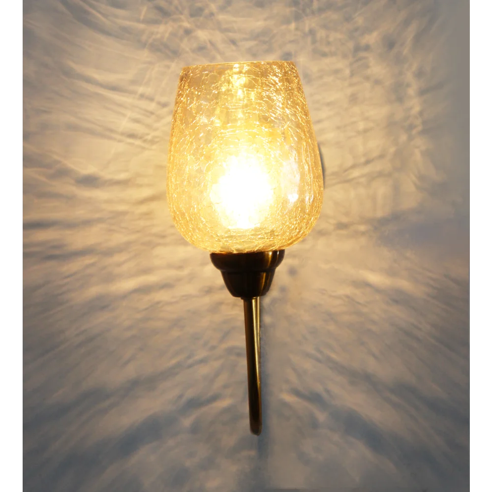 Vintage Gold Finish Wall Light with Crackled Glass | SKE-140038