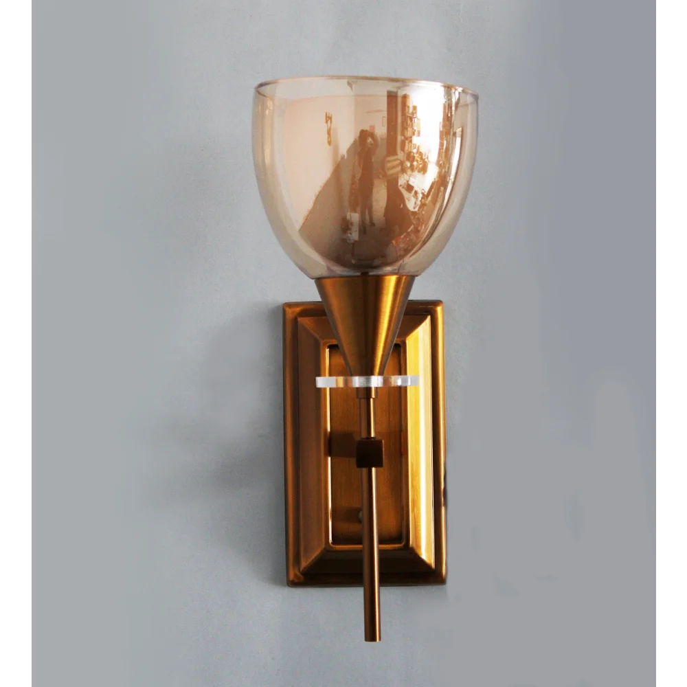 Elegant Amber Color Oval Glass Wall Sconce with Golden Finish | SKE-140033-EACO