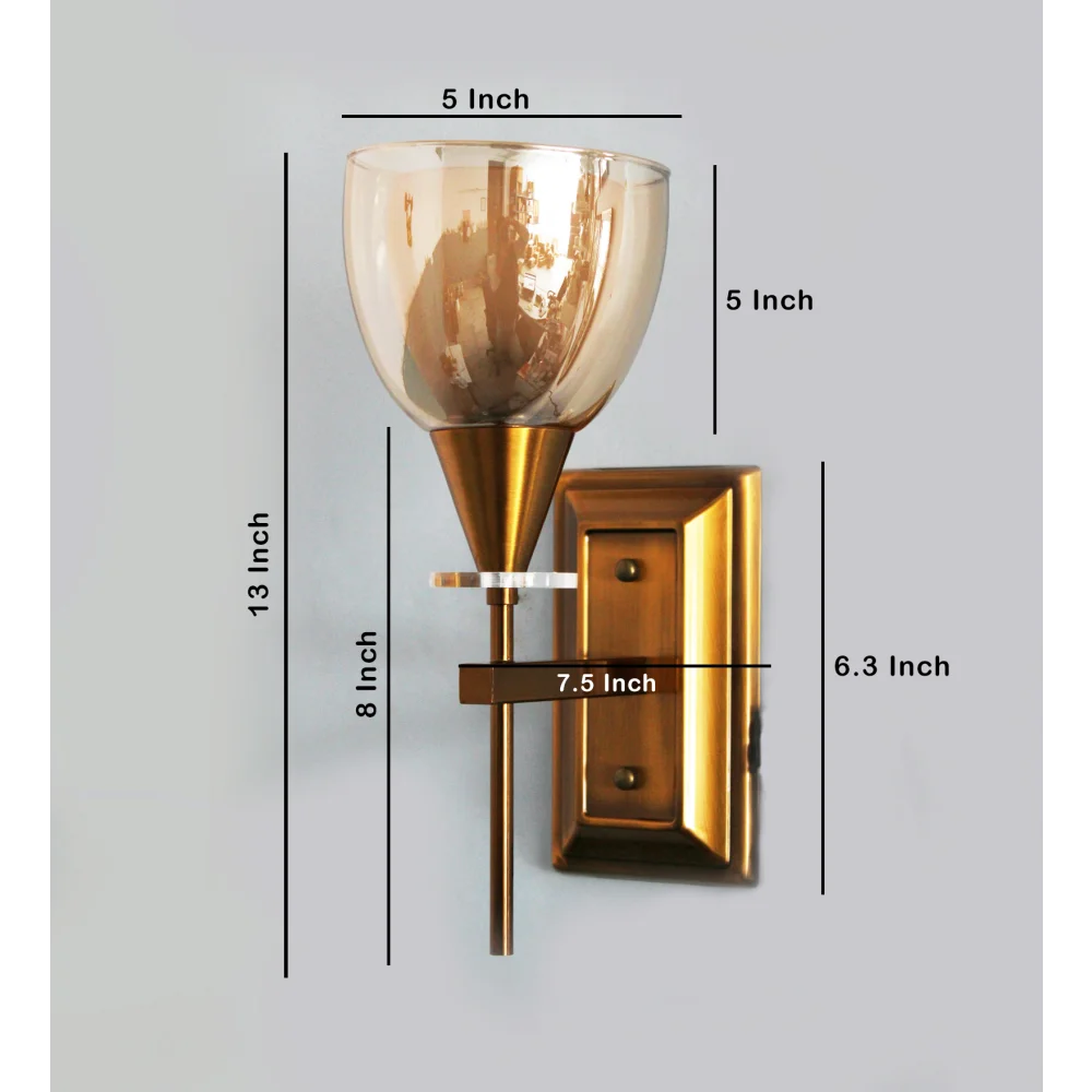 Elegant Amber Color Oval Glass Wall Sconce with Golden Finish | SKE-140033-EACO