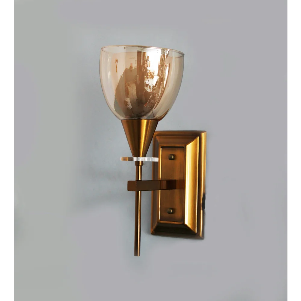 Elegant Amber Color Oval Glass Wall Sconce with Golden Finish | SKE-140033-EACO