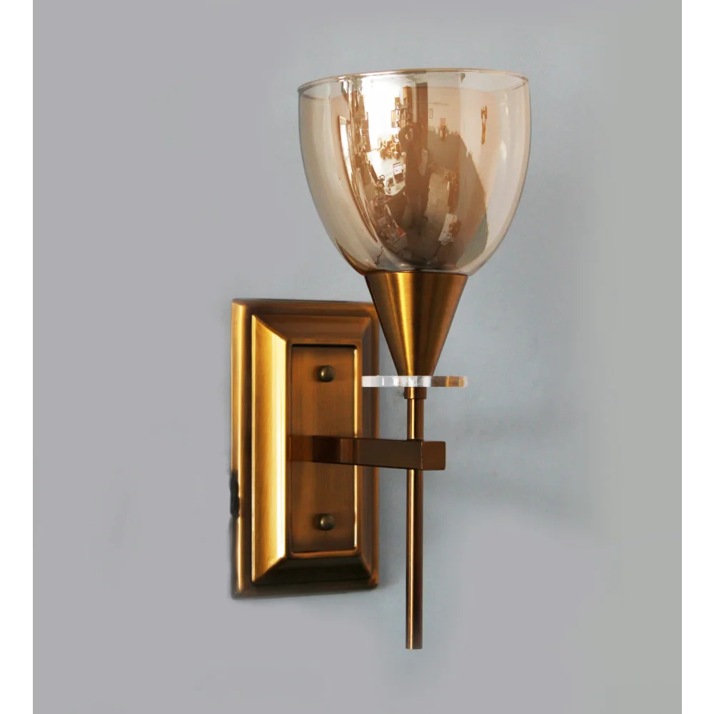 Elegant Amber Color Oval Glass Wall Sconce with Golden Finish | SKE-140033-EACO