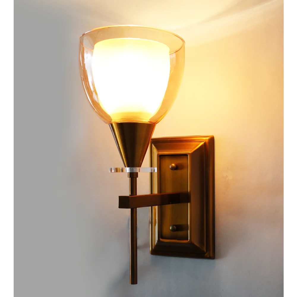 Elegant Amber Color Oval Glass Wall Sconce with Golden Finish | SKE-140033-EACO