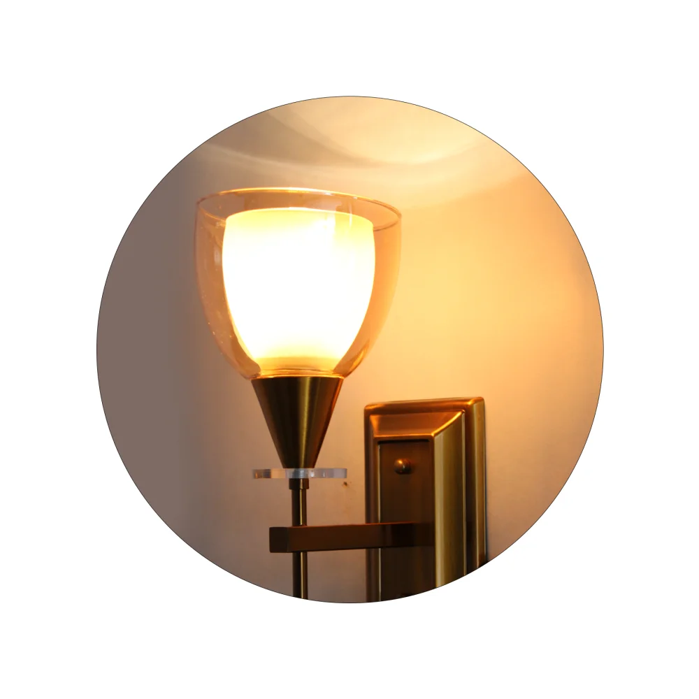 Elegant Amber Color Oval Glass Wall Sconce with Golden Finish | SKE-140033-EACO