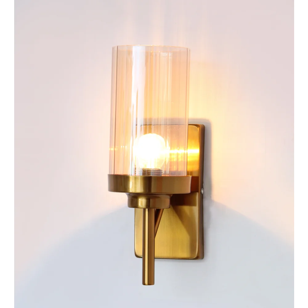Decorative Wall Light Gold Finish Amber Color Glass | SKE-140015 DWLG
