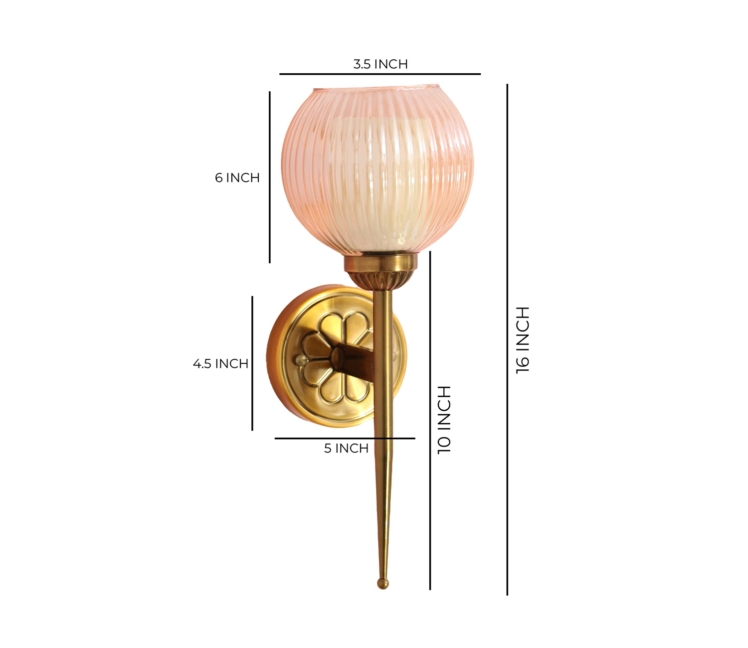 Antique Finish Wall Light With Ribbed Amber Glass | SKE-140035