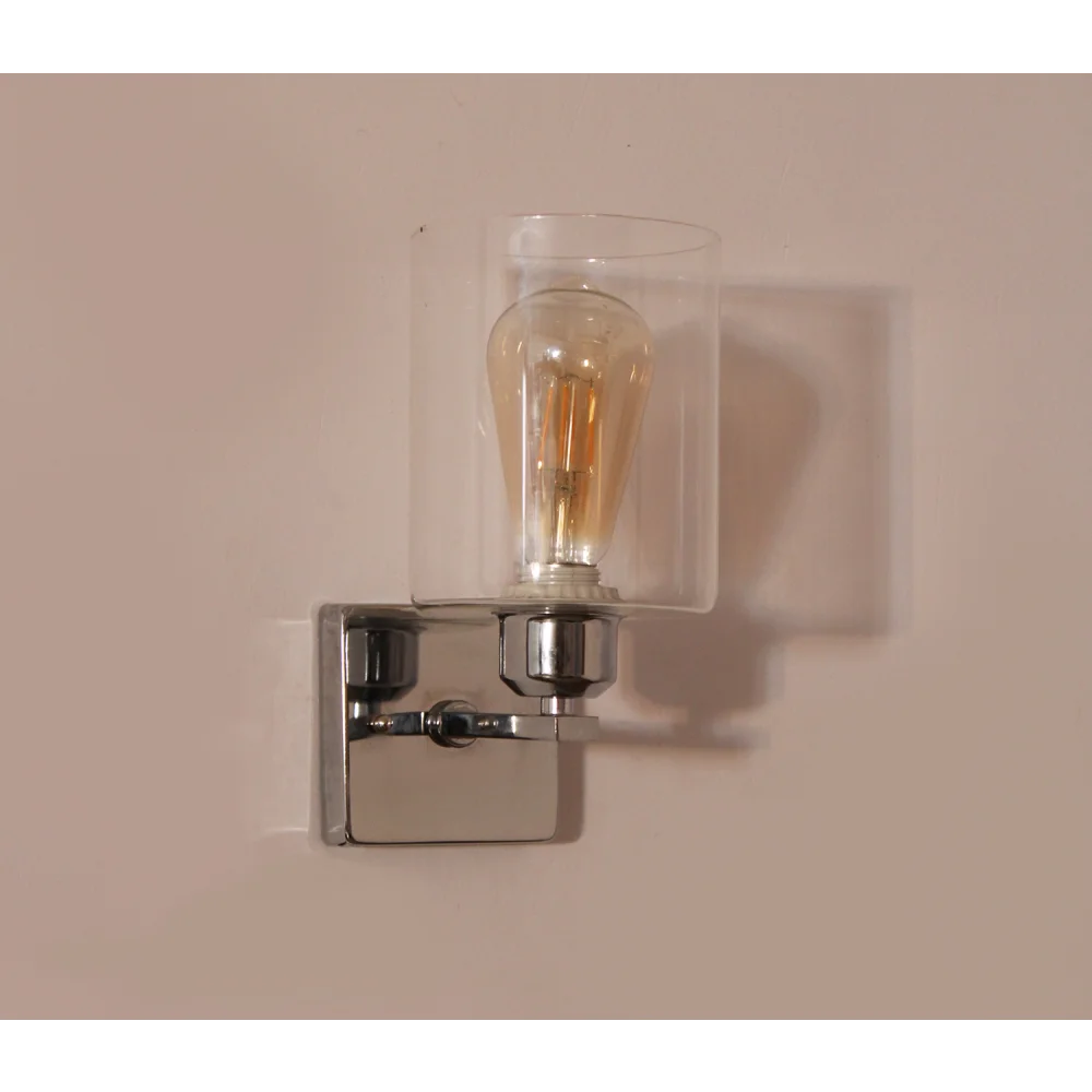 Elegant Chrome Finish Clear Glass Wall Sconce | SKE-140028